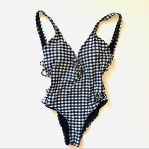 TiniBikini black plaid one piece swimwear